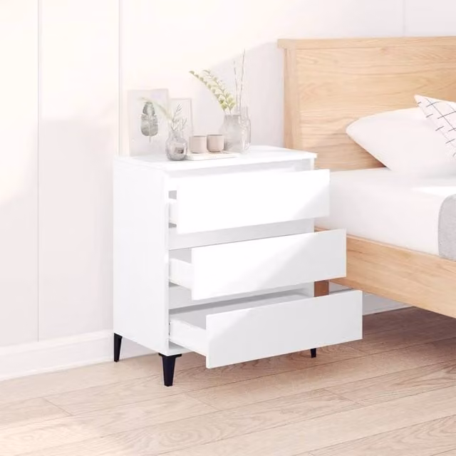 Berkfield Home Modern White Sideboard in Matt Engineered Wood W/D/H: 60 x 35 x 70 cm