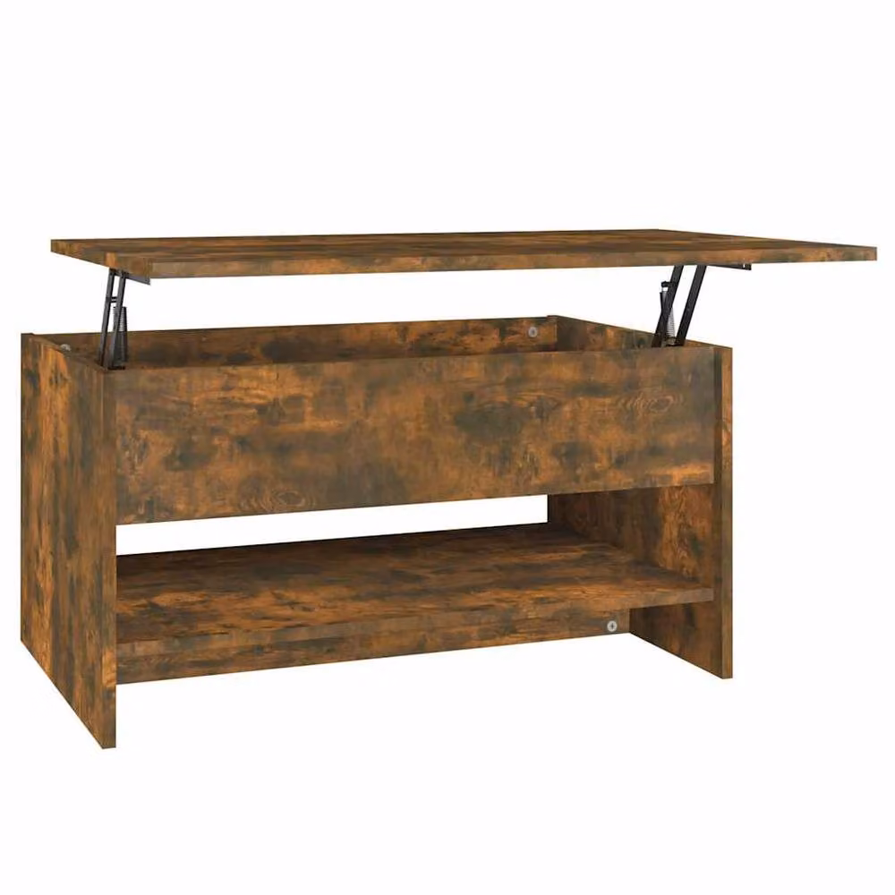 Berkfield Home Modern Smoked Oak Coffee Table in Brown, W/D/H: 80 x 50 x 40 cm – 2