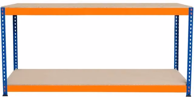 Monstershop S-Rax 2 Tier Industrial Workbench in Orange, W/D/H: 180 x 45 x 90 cm – 1