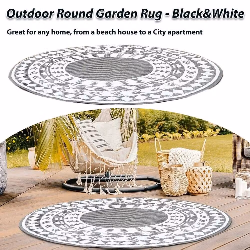 PAWNORA Geometric Semicircular Half Moon Rug in Grey and White, W: 67 cm x D: 127 cm – 2