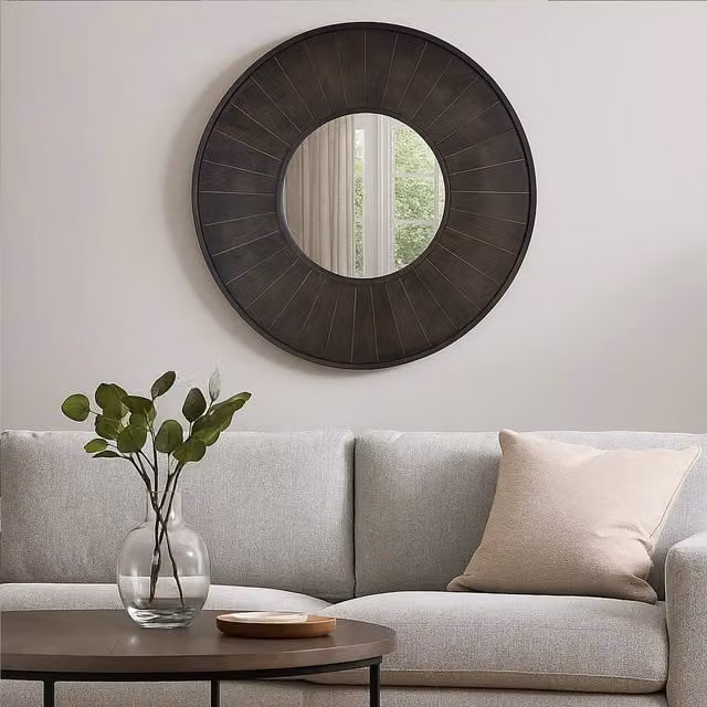 Fifty Five South Orsina Sagor Round Wall Mirror in Grey and Brown – 1