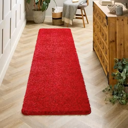 My Mat Red Non-Slip Washable Shaggy Pile Runner, W: 67 cm, L: 200 cm – 2