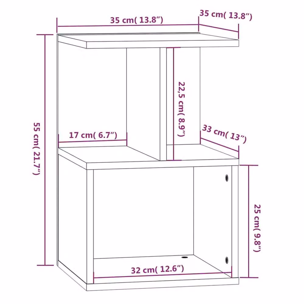Berkfield Home Grey Sonoma Bedside Cabinet W/D/H: 35 x 35 x 55 cm – 5