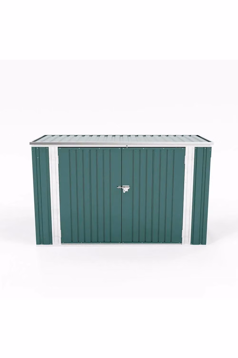 Garden Sanctuary Lockable Heavy Duty Steel Pent Bicycle Storage Shed in Green, H 210 x W 115 x D 105 cm – 3