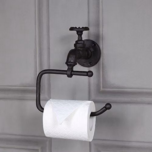 Melody Maison Rustic Metal Wall Mounted Toilet Roll Holder in Brown, W: 19 cm, H: 21 cm – 1