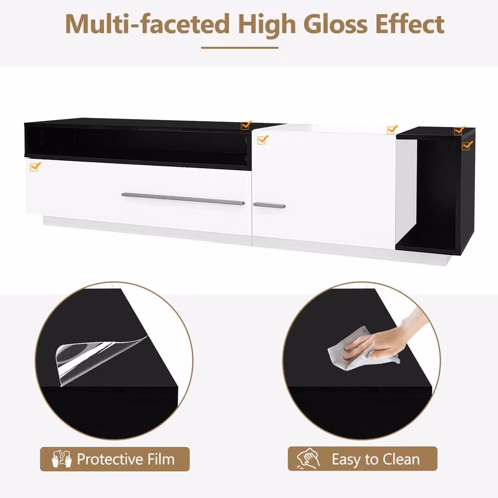 ModernLuxe High Gloss MDF TV Cabinet with 1 Drawer and 1 Door, W/D/H: 170 x 42 x 38 cm – 8