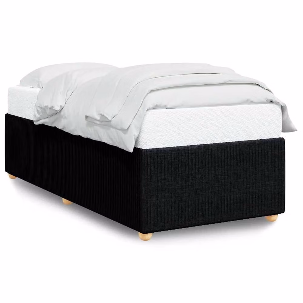 Berkfield Home Soft Upholstered Fabric Bed Frame, Black, W/D/H: 90 x 190 x 46 cm – 3