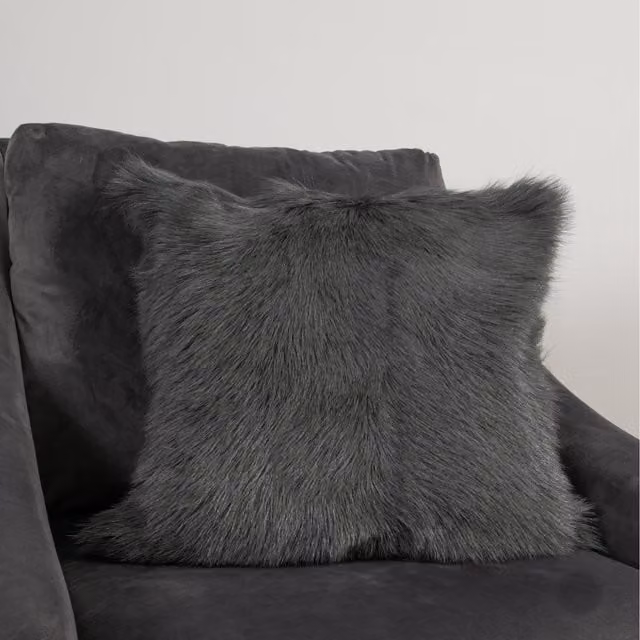 Native Natural Grey Lambskin Square Cushion, W: 45 cm
