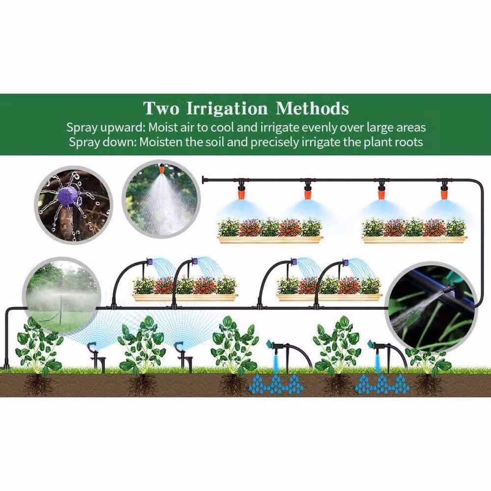 NESTLUNE 30m Automatic Drip Irrigation Self Watering Hose Kit with Timer, Black – 6