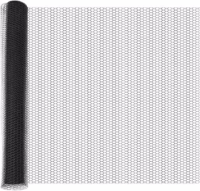 Berkfield Home Hexagon Wire Mesh Fence, Grey and Black Galvanised Steel, H: 140 cm, L: 25 m