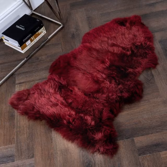Native Natural Red Organic Sheepskin Fur Rug