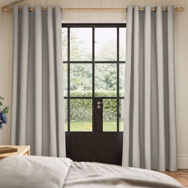 ANTE DECOR Lucent No Joins Made To Measure Blackout Eyelet Curtains in Ecru