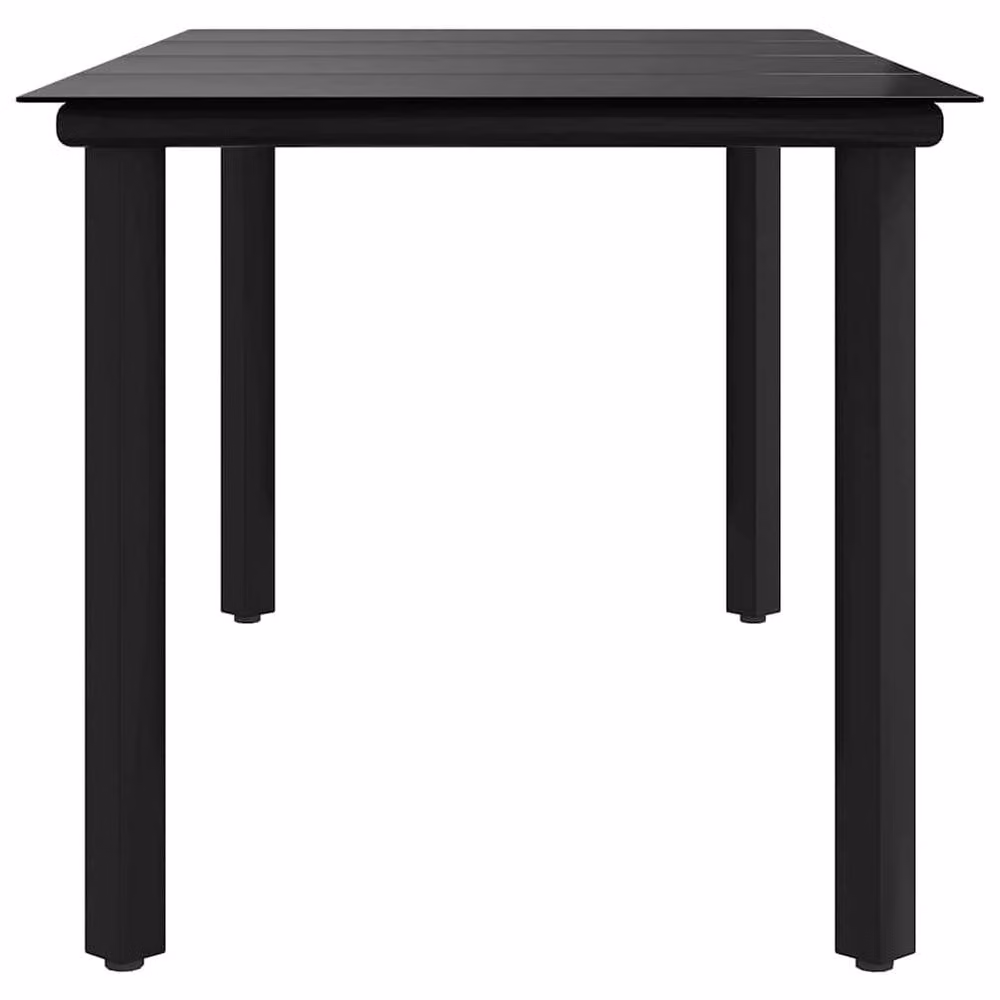 Berkfield Home Elegant Garden Dining Table in Black Steel and Tempered Glass, W: 160 cm, D: 80 cm, H: 74 cm – 5