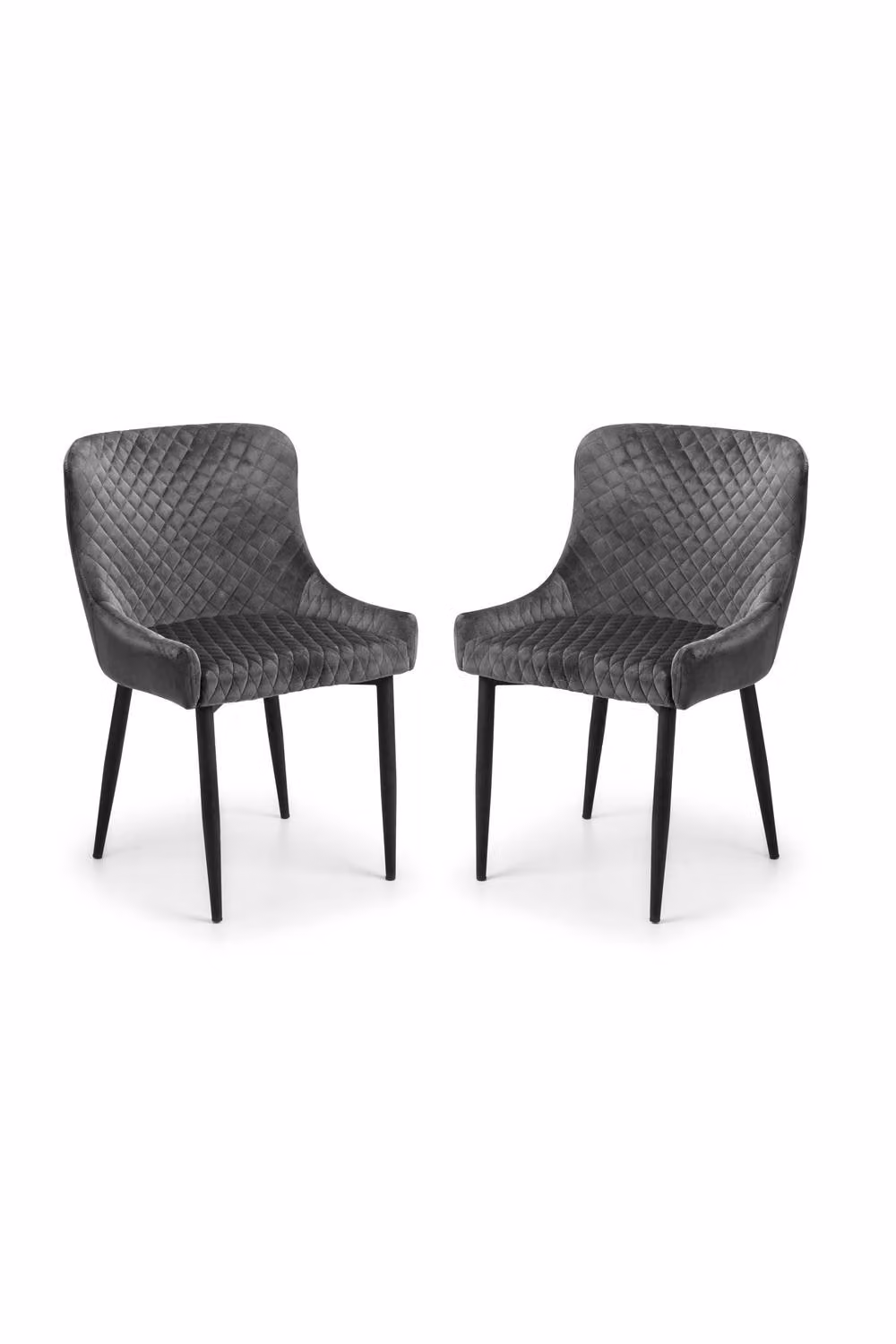 Julian Bowen Set of 2 Modern Grey Velvet Upholstered Dining Chairs with Black Metal Frames – 3