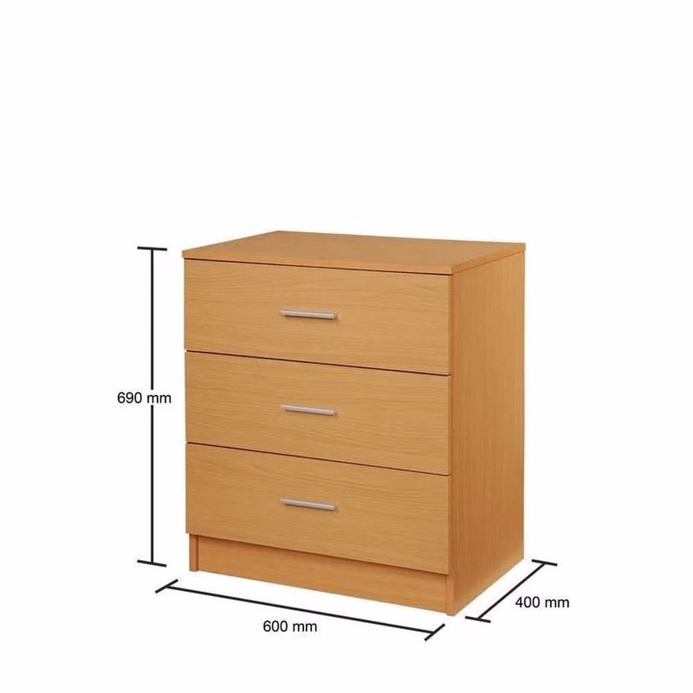 ERGOVEXA 3 Drawer Chest of Drawers in Natural Beech Wood – 2
