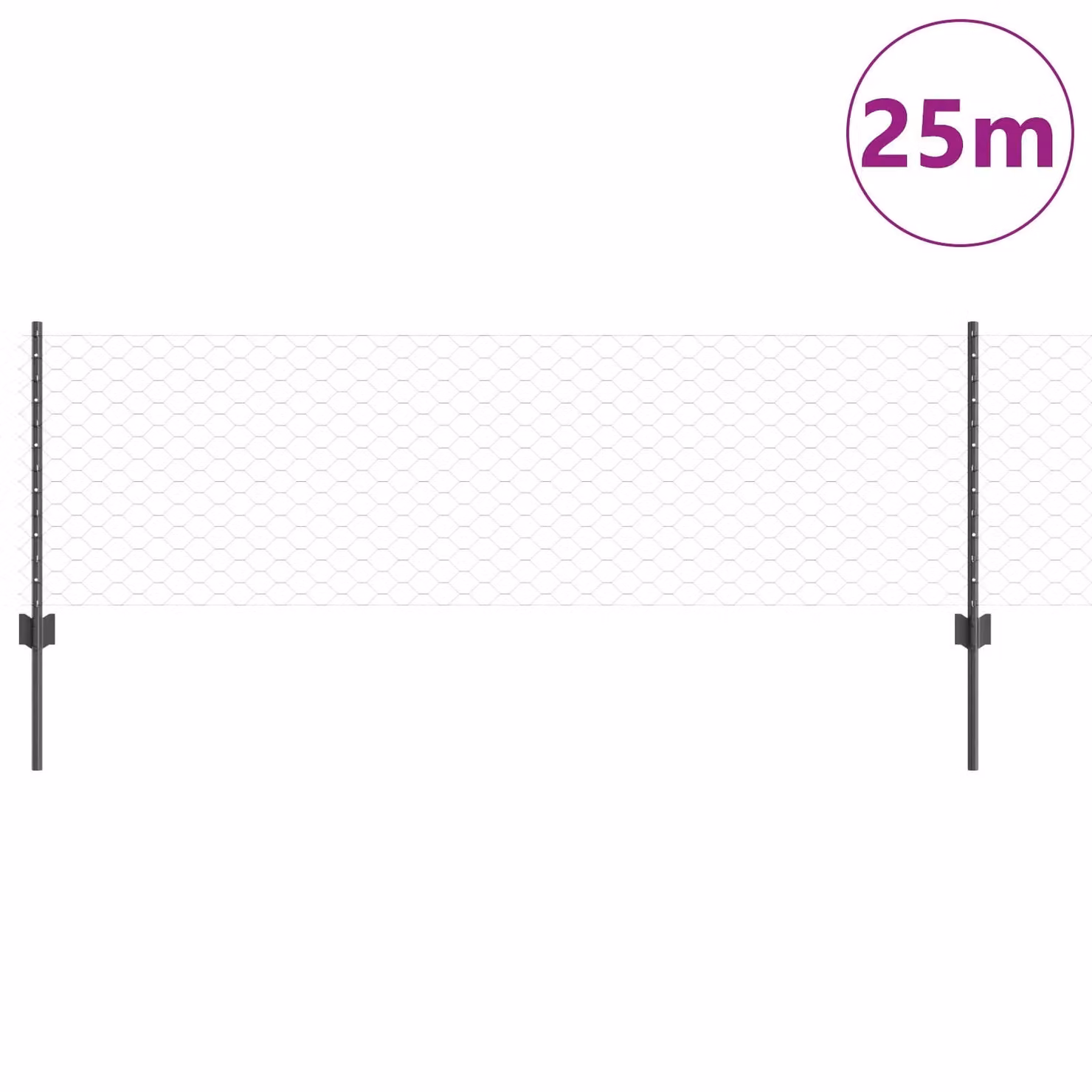 Berkfield Home Steel Hexagon Fence and U-Channel Fence Posts in Grey, 11 Pieces, Height: 60 cm – 2