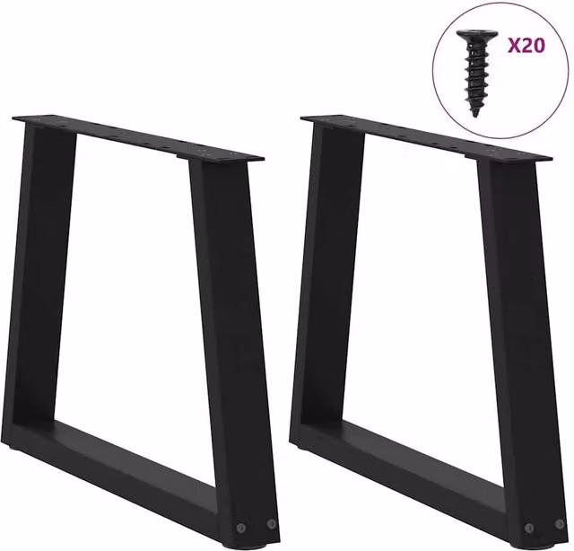 Berkfield Home Modern V-Shape Dining Table Legs, 2 Pieces, Black Steel, W: 50 cm, H: 42-43.3 cm – 1