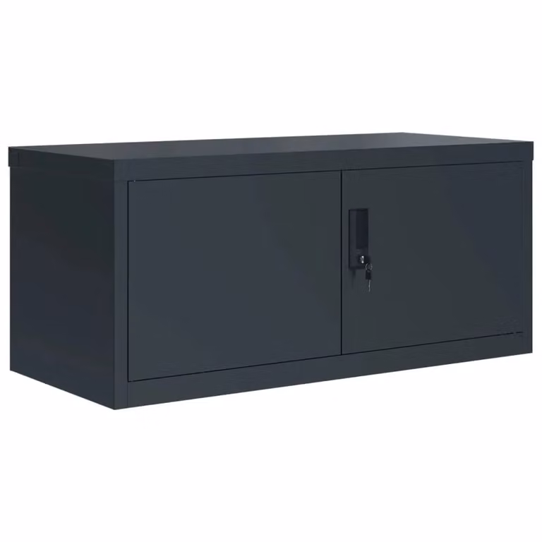 Berkfield Home Anthracite Steel File Cabinet with Hinged Doors and Lock, W/D/H: 90 x 40 x 110 cm