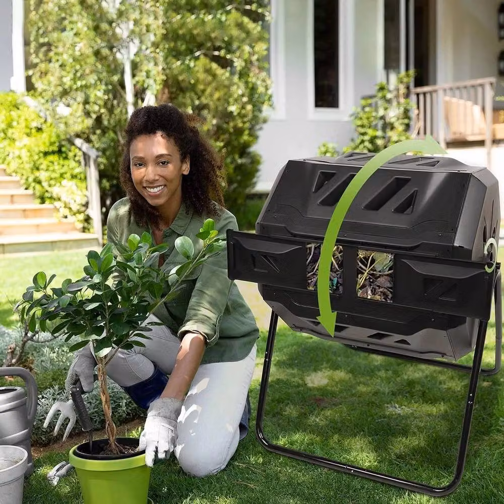 FLAVORA 160L Dual Chamber Composter Tumbler Bin in Black – 4