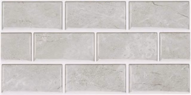 Living and Home 20Pcs Self-Adhesive Brick Effect Subway Wall Tiles in Light Grey