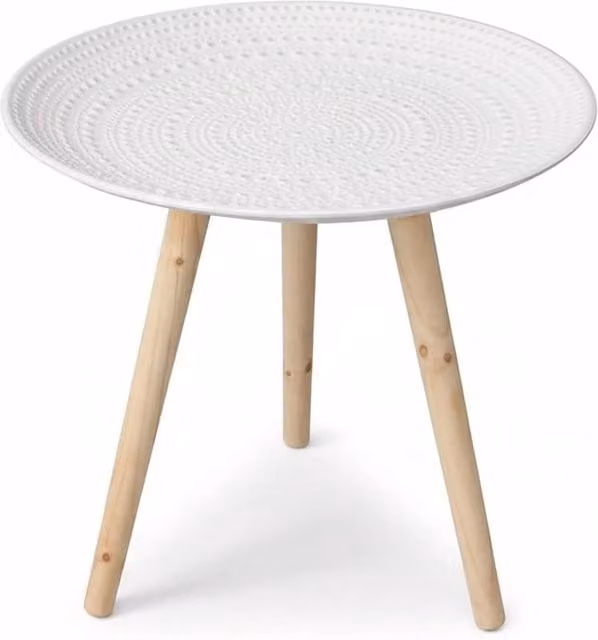 FORGEVIO Modern Round Wooden Side Table in White – 1