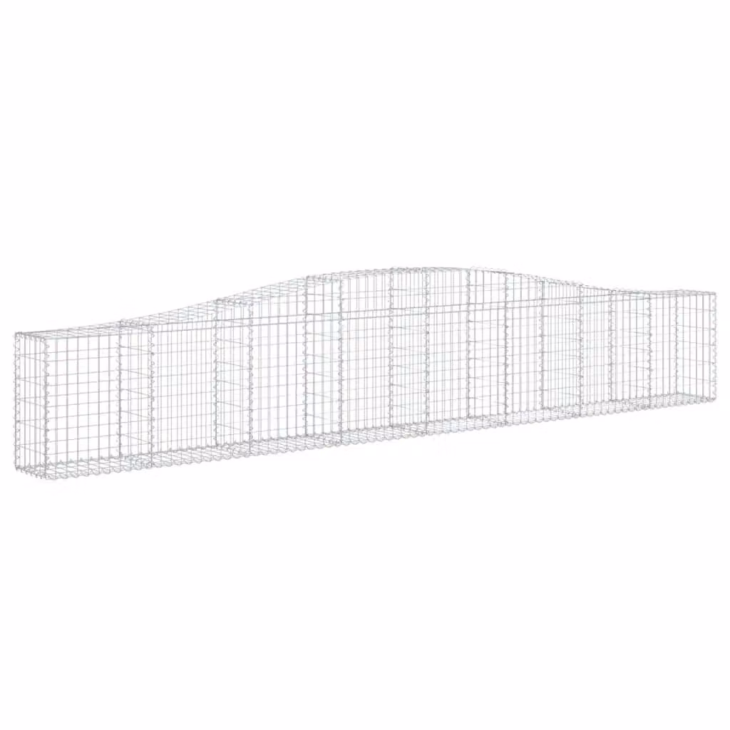 Berkfield Home Arched Gabion Basket in Silver Galvanised Steel, W: 400 cm, D: 30 cm, H: 60-80 cm – 2