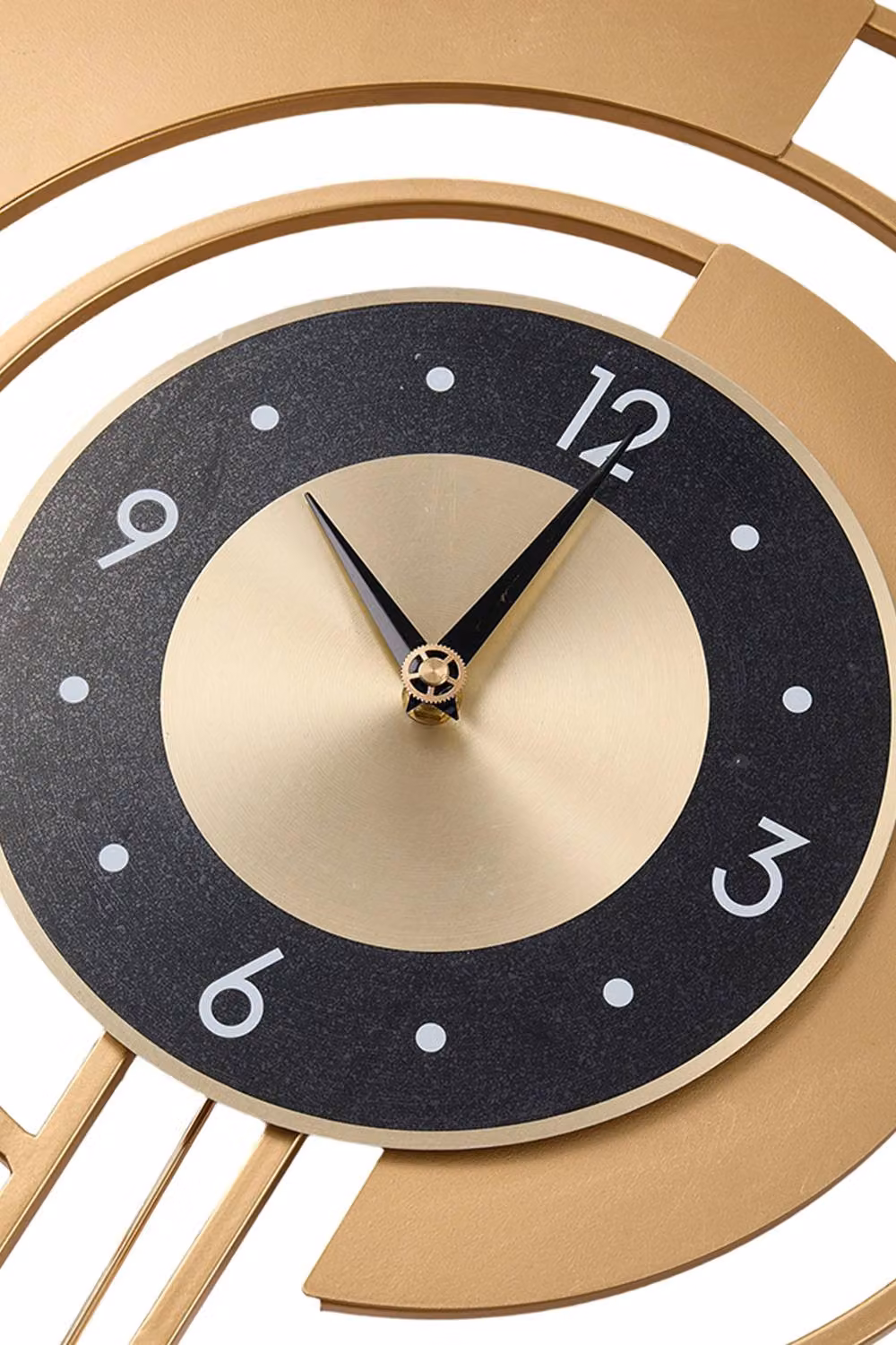 Living and Home Modern Round Gold and Black Silent Wall Clock with Pendulum, Diameter: 45 cm – 2