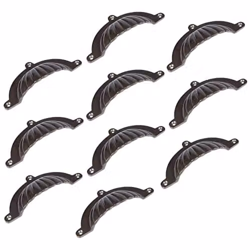 Hammer and Tongs Fluted Cabinet Drawer Pulls in Raw Grey Iron, Pack of 10, W: 130 mm, H: 60 mm – 1