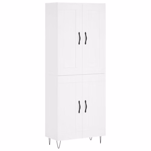 vidaXL Modern White Highboard with Hinged Doors and Internal Shelves, W/D/H: 69.5 x 34.0 x 180.0 cm – 1