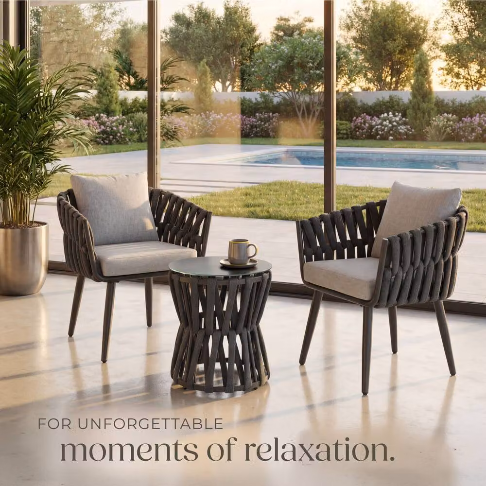 tectake Lugano 2 Seater Rope Design Set with Aluminium Frame in Dark Grey – 8