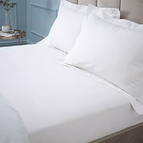 Bianca 180 Thread Count Egyptian Cotton Fitted Sheet White W/D/H: 200 x 200 x 34 cm