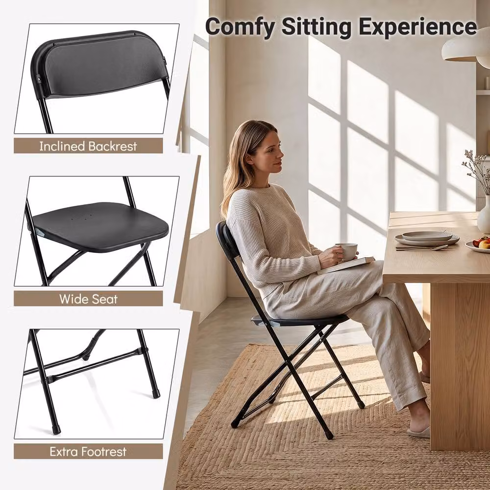 Gymax 4 Pack of Black Metal Folding Chairs – 7