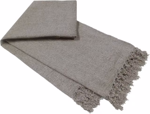 NewEdgeBlinds Silver Grey Chenille Throw with Fringes
