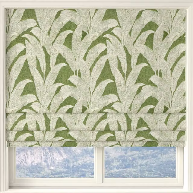 Linda Barker Evergreen Leaf Made to Measure Roman Blind in Green