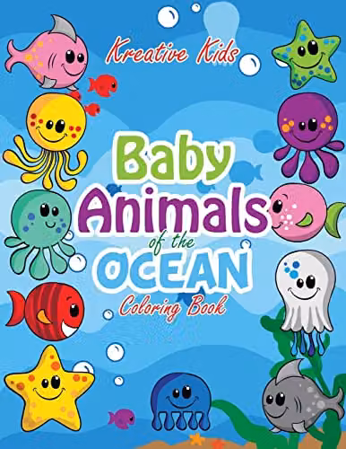 Kreative Kids Baby Animals of the Ocean Colouring Book for Children, Multicolour