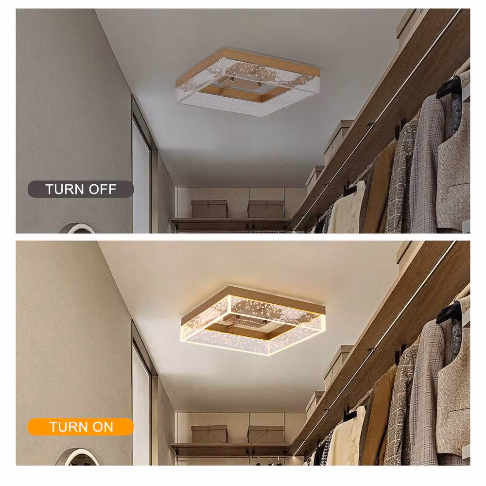 NIVOR 20W LED Modern Round Ceiling Lamp in Gold and Transparent Warm White – 2
