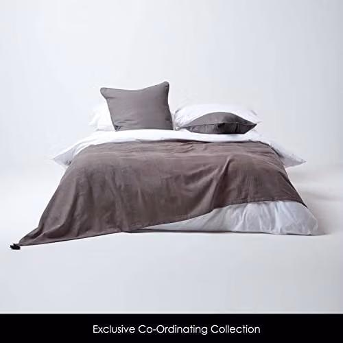 Homescapes Rajput Ribbed Cotton Throw in Grey – 2