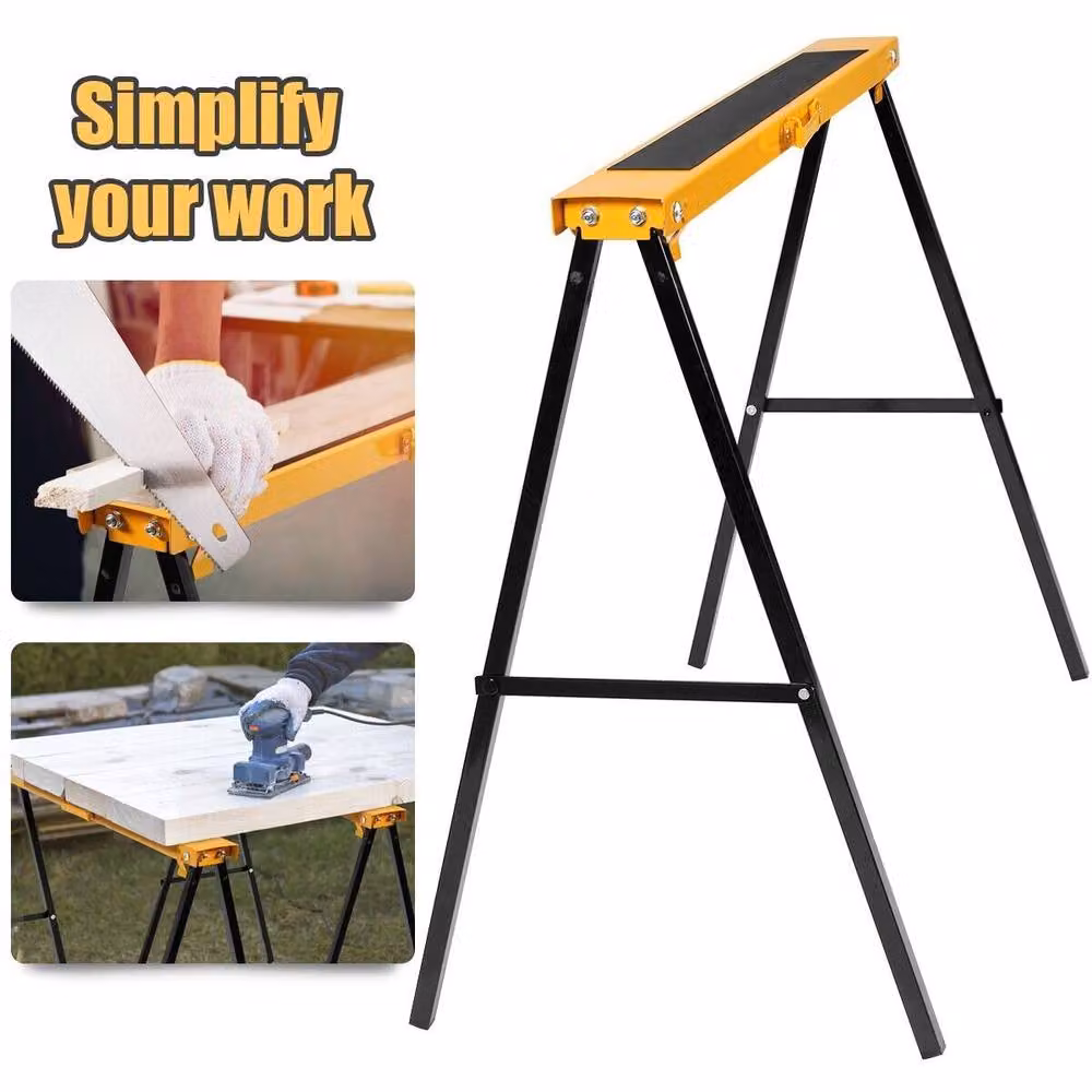 Costway Heavy Duty Metal Folding Sawhorse Set of 2 in Multicolour – 5
