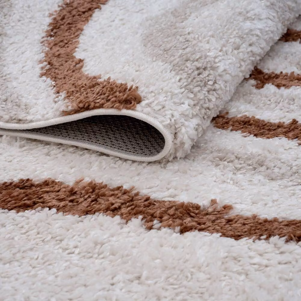 THE RUGS Moodi Wavy Design Shaggy Soft High Pile Living Room Rug in Terracotta, W: 120 cm, L: 170 cm – 2