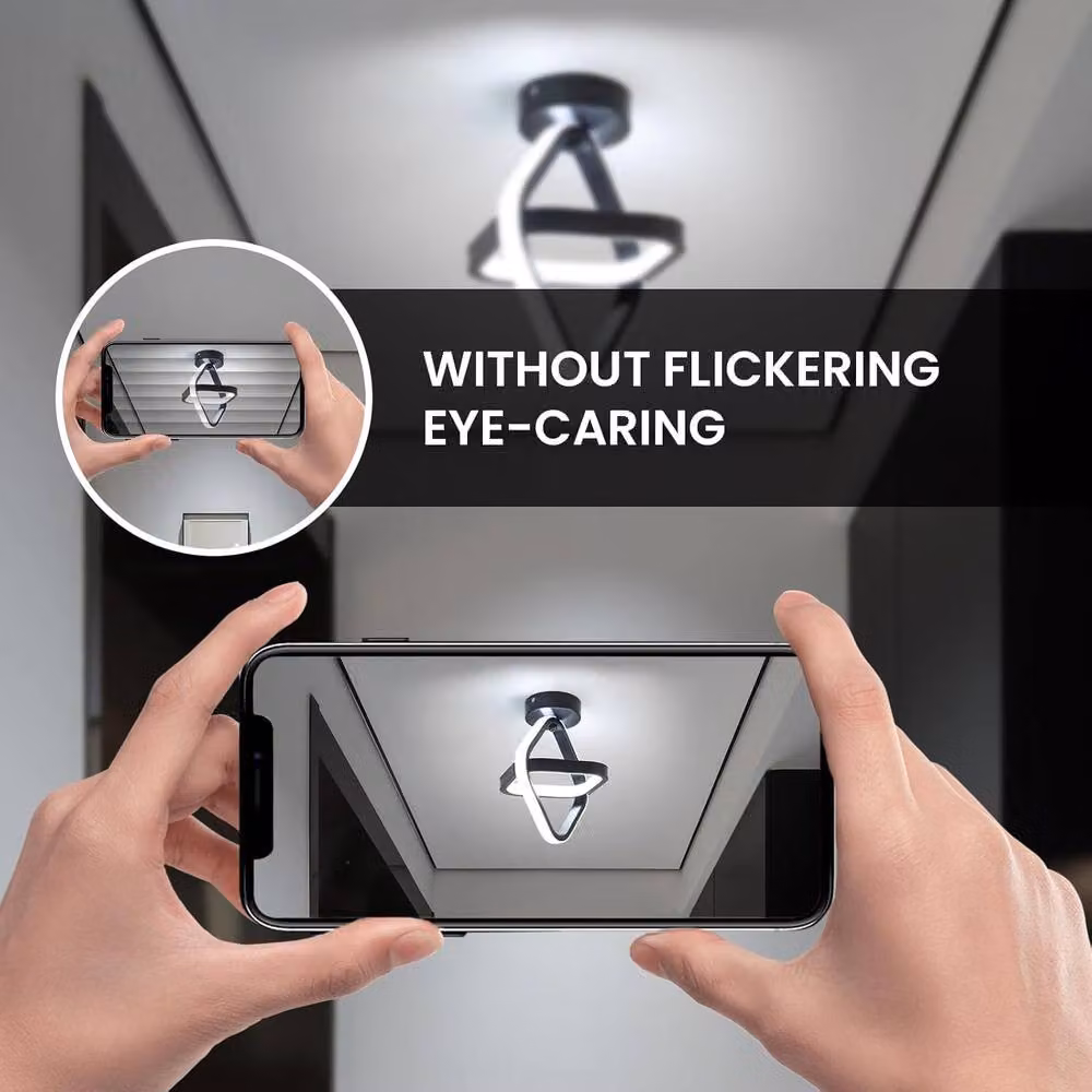 Goeco Modern Square LED Ceiling Light, 22W, Black, 6500K Cool White – 3