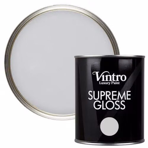 Vintro Bidston Grey High Gloss Water Based Paint for Wood and Walls, 1 Litre