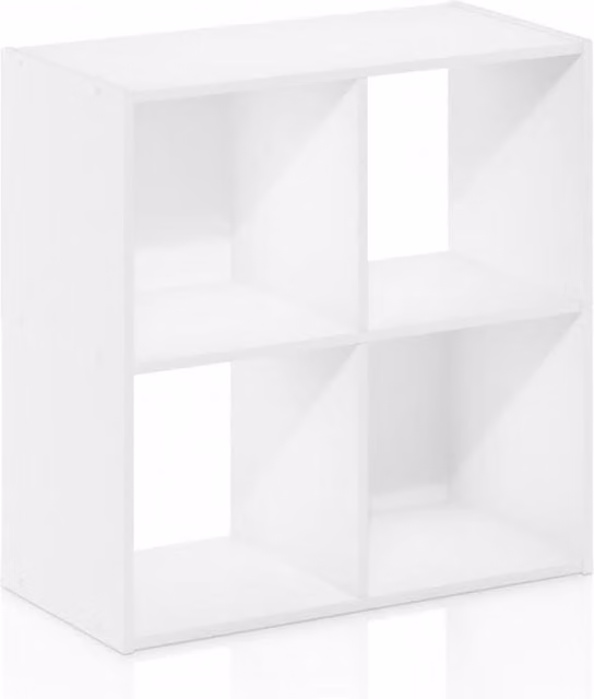 WALPLUS Contemporary 4-Cube Freestanding Storage Shelf, White, Width: 60.96 cm