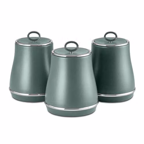 Tower Renaissance Set of 3 Airtight Storage Canisters, Green, 1.5 l – 1