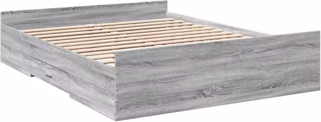 Berkfield Home Modern King Size Bed Frame with Drawers, Grey Sonoma, W: 150 cm, D: 200 cm, H: 40 cm
