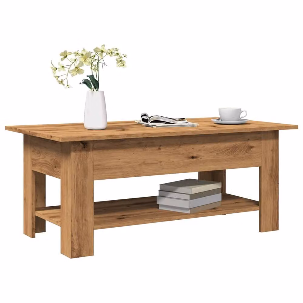 Berkfield Home Artisan Oak Coffee Table in Brown, W/D/H: 102 x 55 x 42 cm – 2