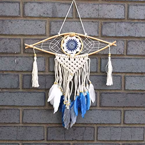 Ancient Wisdom White Boho Macrame Mandala Hanging Dream Catcher