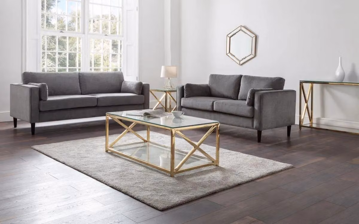 Ashfield Grey Chenille Fabric 2 Seater Sofa – 2