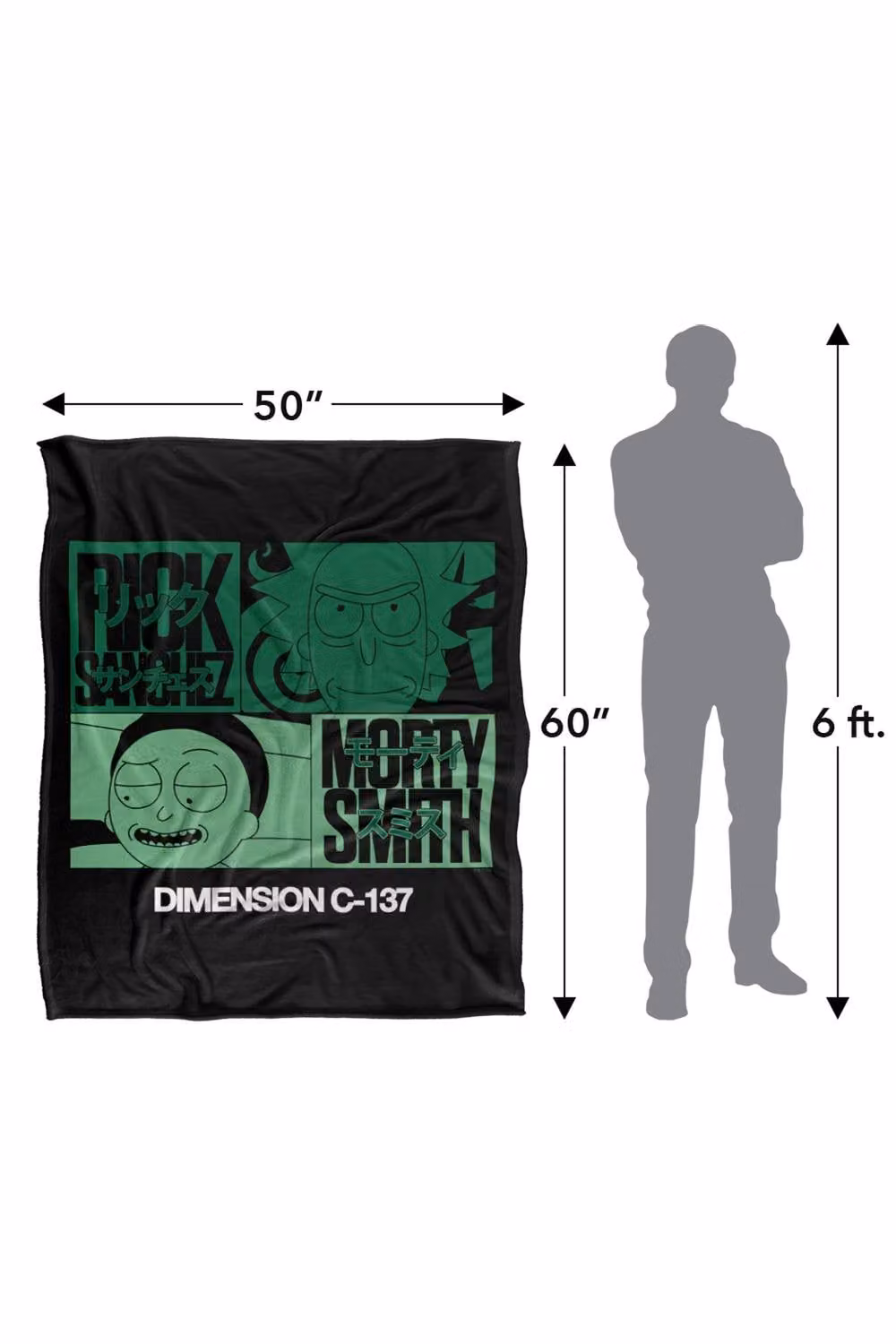 Warner Bros. Rick and Morty C137 Manga Super Soft Fleece Throw Blanket, Multicolour, W: 91.44 cm x D: 147 cm – 8