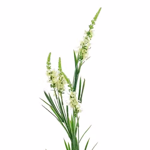 Leaf White Larkspur Artificial Flower Stem, 80 cm