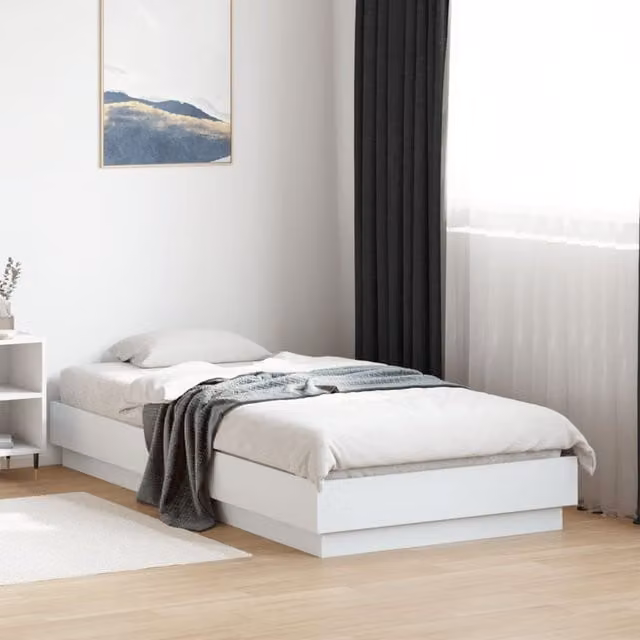 Berkfield Home Single Bed Frame in White, Engineered Wood, W/D/H: 90 x 190 cm – 1